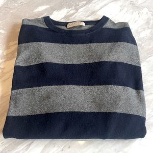 J.Crew Cotton & Cashmere Striped Sweater in Navy & Grey